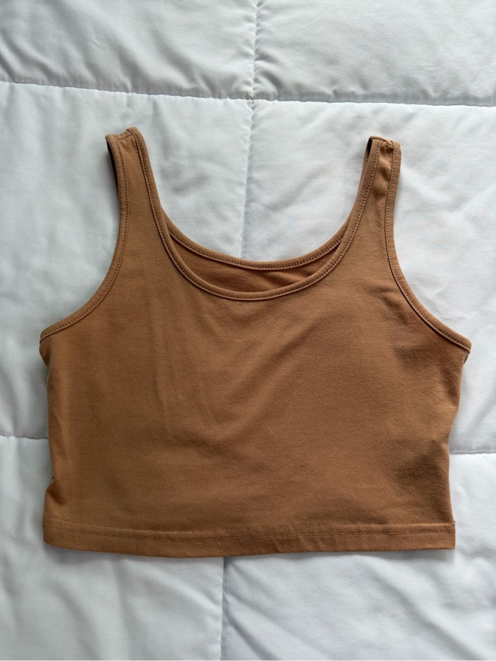 SHEIN Tan Cropped Scoop Neck Tank Top
